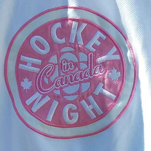 CBC Hockey Night In Canada Jersey Women's Size XL Pink and White Embroidered - Picture 3 of 5